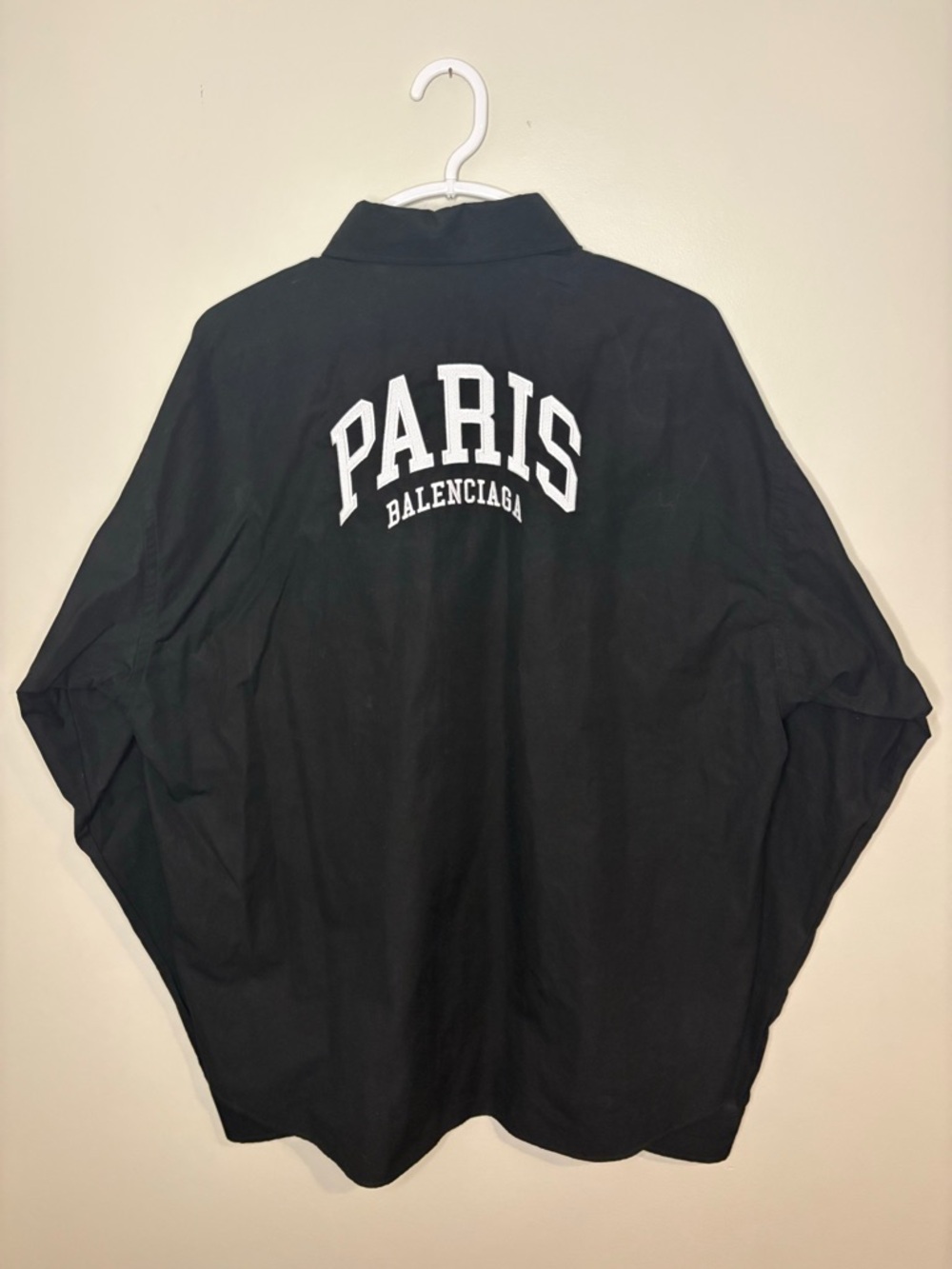 Balenciaga Paris Logo Button Up Shirt Size 38 Black Designer